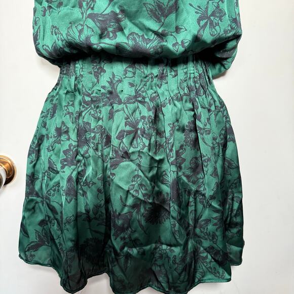 Do+Be Green Satin Halter Tie Back Smocked Mini Dress Small 90s Y2K Bratz Party - Picture 5 of 13